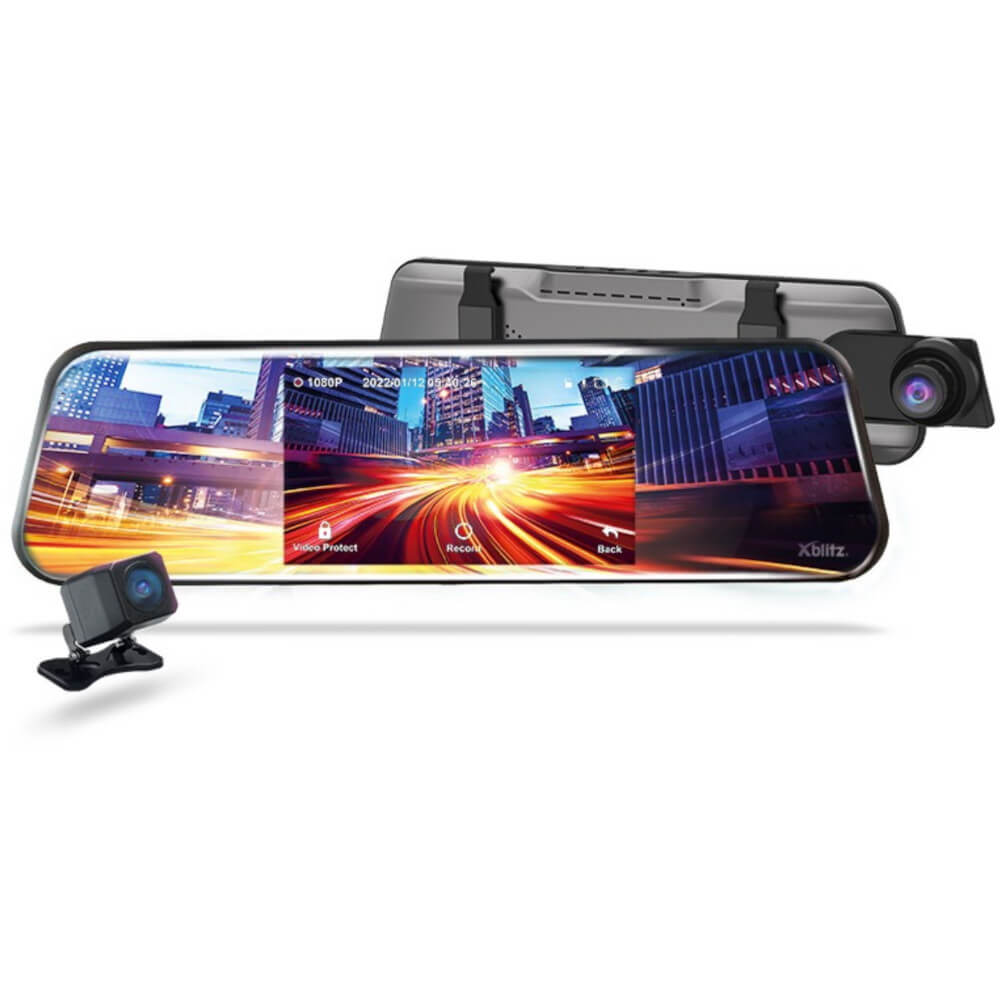 Camera auto Xblitz Dual fata/spate, Full HD, Oglinda LCD tactil, Negru