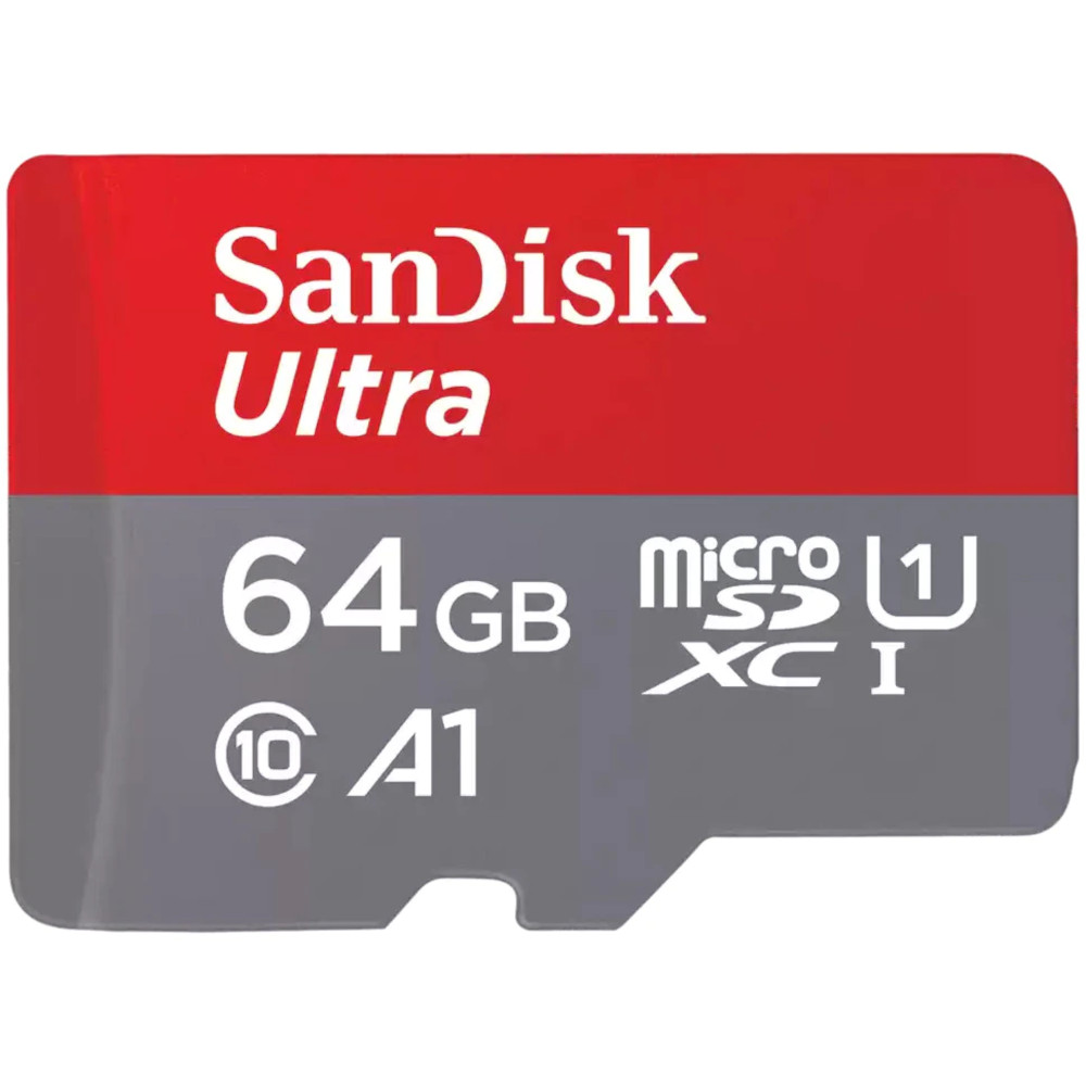 Card de memorie SanDisk Ultra microSDXC, 64GB, 140MB/s, A1 Class 10 UHS-I + SD Adapter A1 Ultra 140MB/s
