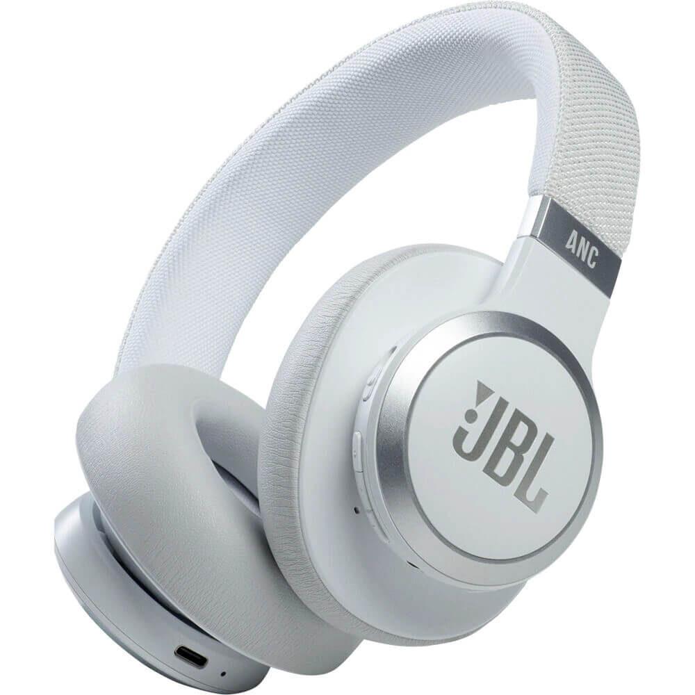 Casti audio Over-Ear JBL Live 660NC, Noise Cancelling, Bluetooth, Asistent Vocal, Pliabil, Hands-free, Multi pairing, Alb