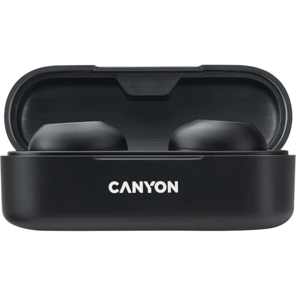 Casti True Wireless Canyon TWS-1, Bluetooth, Waterproof IPX4, Negru
