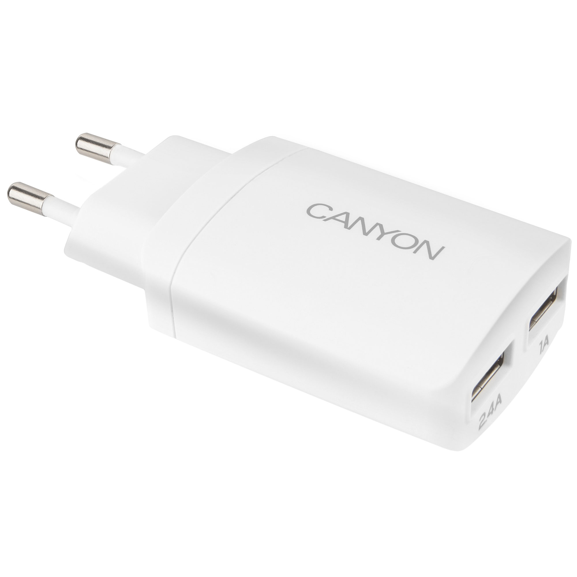  Incarcator de retea Canyon CNE-CHA22W, Dual USB, Alb 