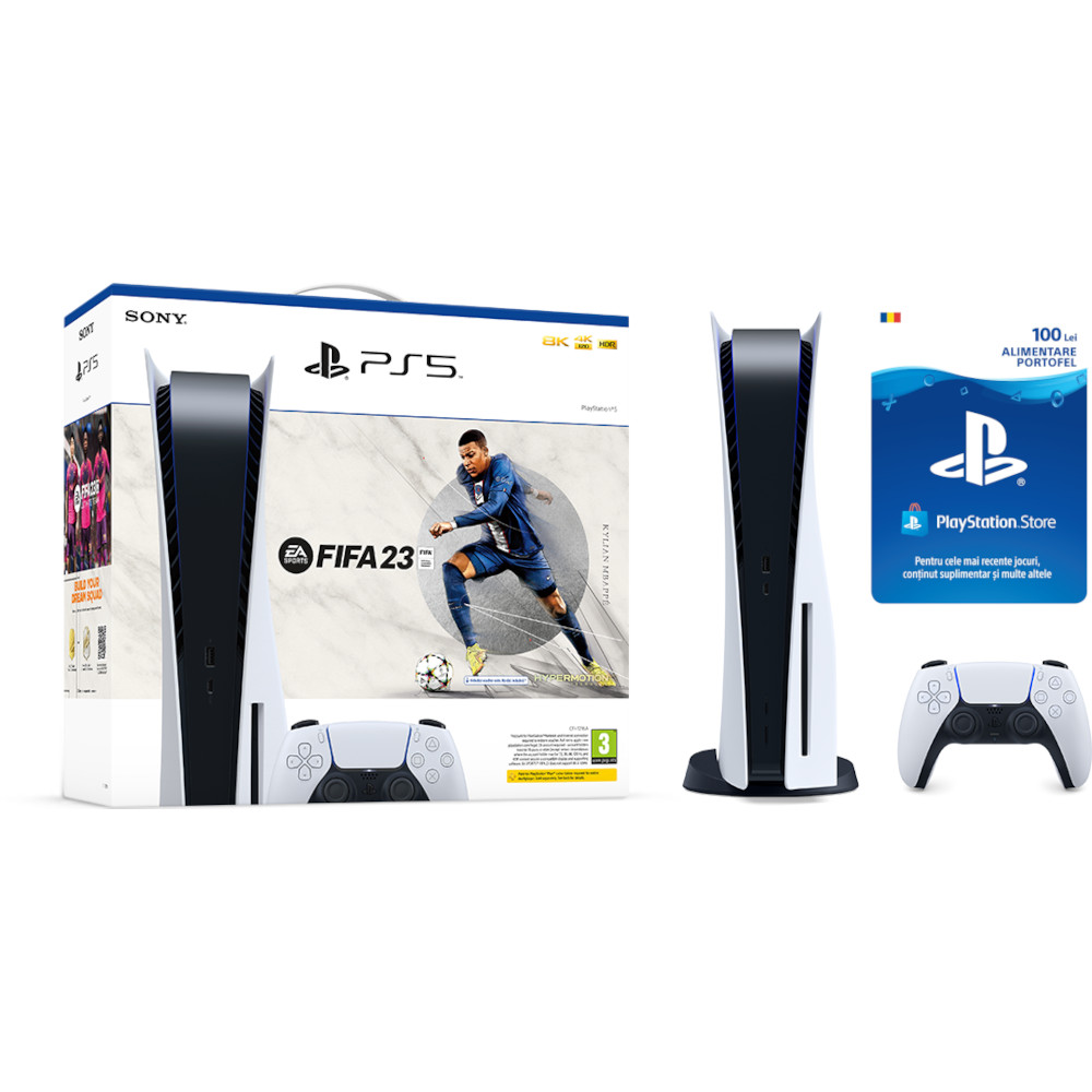  Consola PS5 SONY B Chassis 825GB, Fifa 23, Card PlayStation Store 100 Ron 