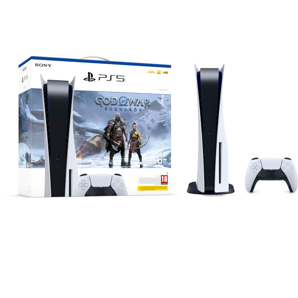 Consola Sony PS5 (PlayStation 5), C Chassis, 825GB, Alb + Joc PS5 God of War Ragnarok CD
