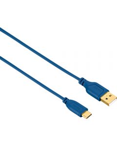 Cablu de date Hama Flexi-Slim 135785, Type-C, 0.75 m, Albastru_1