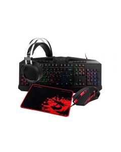 Kit gaming Redragon S112 Gaming Essentials 4 in 1, Tastatura + Mouse + Casti +  Mousepad, Iluminare RGB, Negru/Rosu