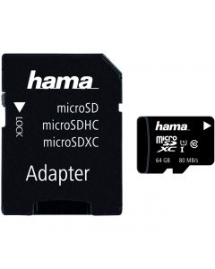 Card de memorie Hama MicroSDXC, 64GB, 80 mb/s + Adaptor_1