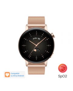 Smartwatch Huawei Watch GT 3 Milo-B19T Elegant Gold Milanese fata