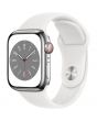 Apple Watch Series 8 GPS + Cellular, 41mm, Silver Stainless Steel Case, White Sport Band