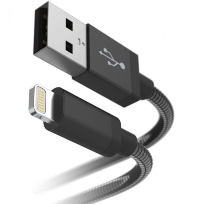 Cablu de date Hama Metal 183339, USB, compatibil iPhone, 1.5 m, Negru