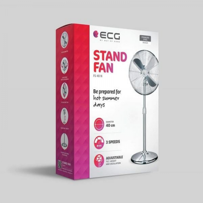 Ventilator cu picior ECG FS 40 N, 50W, 40 cm, 3 viteze, foarte silentios