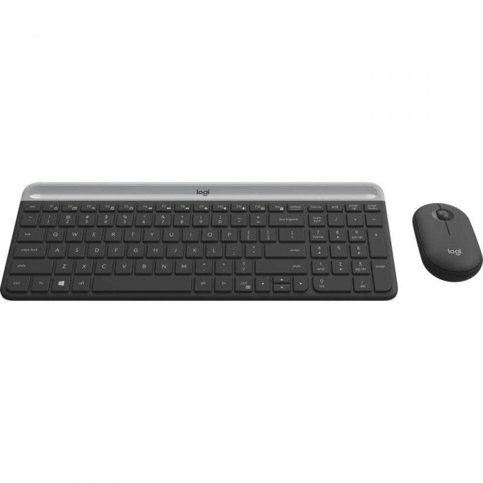 Kit tastatura + mouse wireless Logitech MK470, Slim, Negru Grafit
