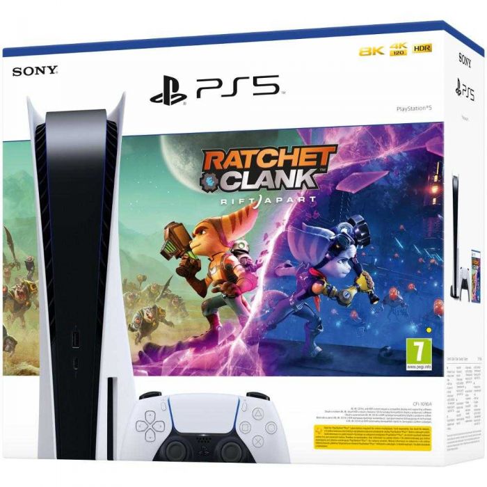 Consola Sony PS5 (PlayStation 5), 825GB, Alb + Joc Ratchet & Clank: Rift Apart