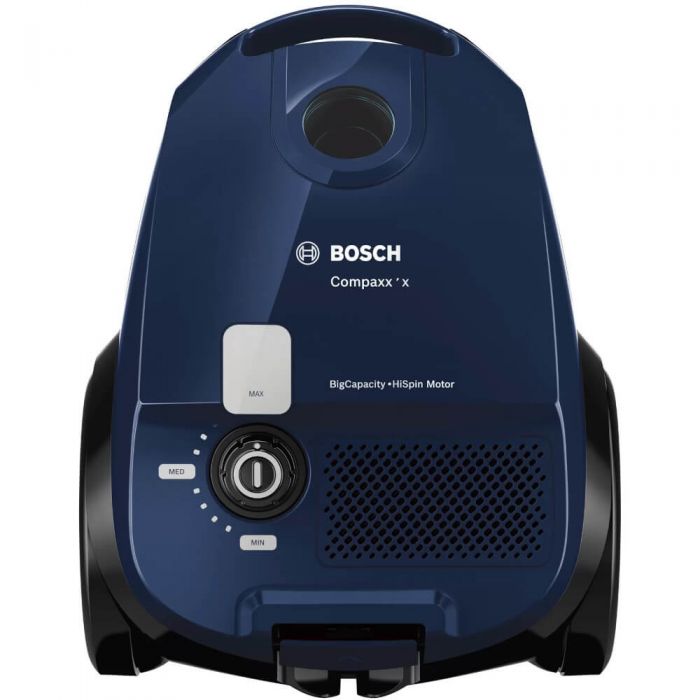 Aspirator cu sac Bosch BZGL2A311, 600 W, 3.5 L, 28 kWh/an, Filtru igienic, 2 accesorii incluse, Maner ergonomic, Tub telescopic metalic, Raza de actiune 8 m, Albastru