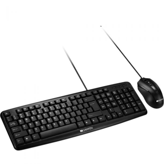 Set tastatura si mouse cu fir Canyon CNE-CSET1-UK/US, Senzor optic, 800 DPI, Negru