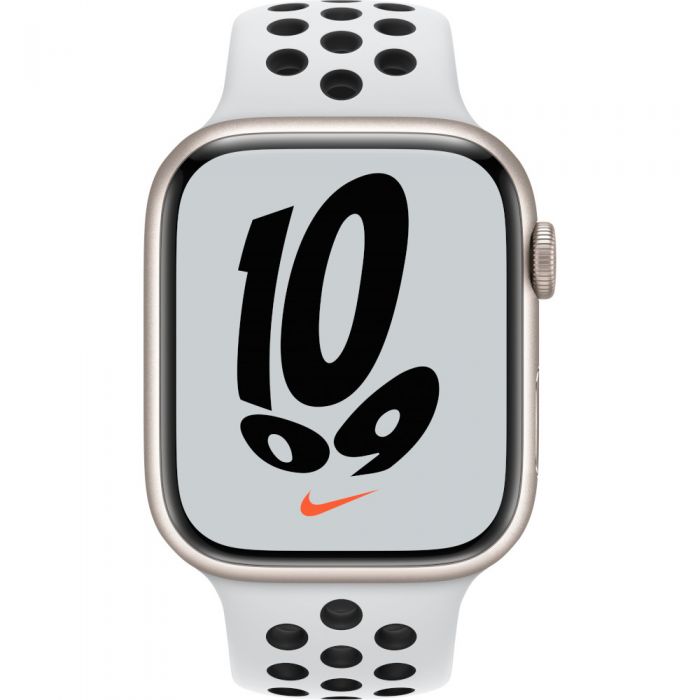 Apple Watch Nike Series 7 GPS + Cellular, 45mm, Starlight Aluminium Case with Pure Platinum/Black Nike Sport Band