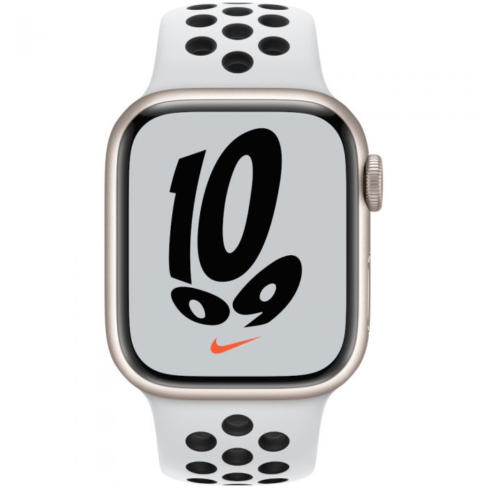 Apple Watch Nike Series 7 GPS, 41mm, Starlight Aluminium Case with Pure Platinum/Black Nike Sport Band