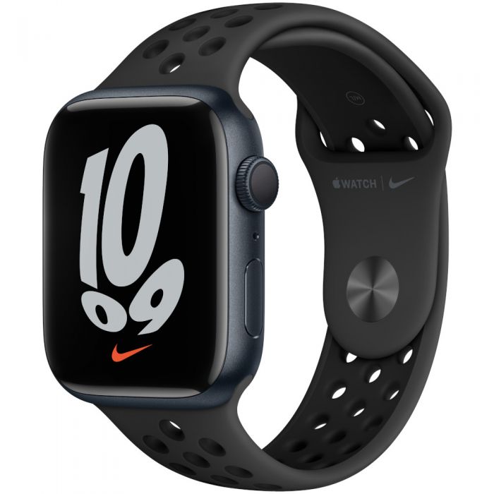 Apple Watch Nike Series 7 GPS, 45mm, Midnight Aluminium Case with Anthracite/Black Nike Sport Band