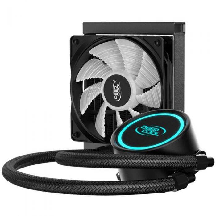 Cooler procesor cu lichid Deepcool Gammaxx L120 V2, 120mm, Flux aer 69.34 CFM, 4 pin, Iluminare LED RGB, Compatibil AMD/Intel, Negru