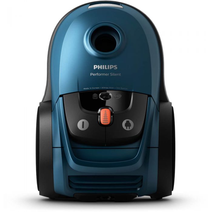 Aspirator cu sac Philips Performer Silent FC8783/09, 750 W, 4 L, Indicator umplere sac, Filtru anti-alergeni, Cap de aspirare TriActive Pro, 21.5 kWh, Albastru