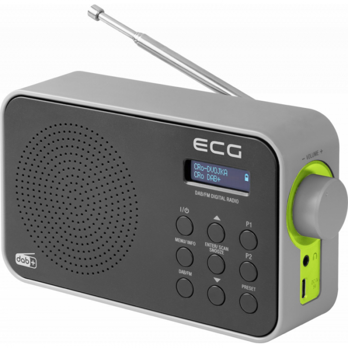 Radio portabil ECG RD 110 DAB cu tuner DAB+ si FM, negru, 1,2 W, memorie 30 de posturi