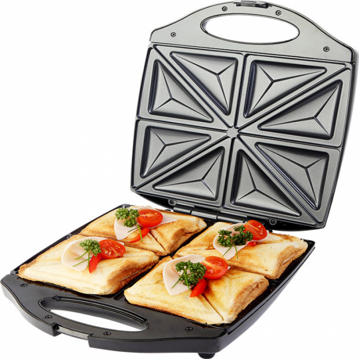 Sandwich-maker grill ECG S 199 Quattro, 1100 W, placi triunghiulare nonaderente