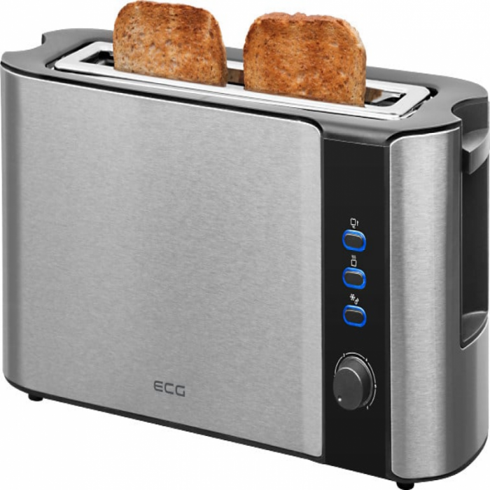 Prajitor de paine ECG ST 10630 inox , 1000 W, 2 felii, 6 niveluri rumenire