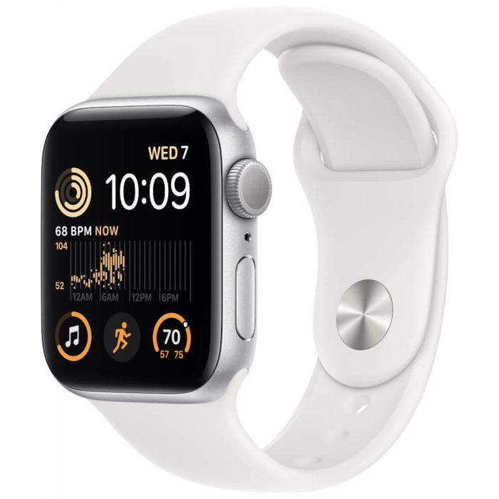Apple Watch SE2, GPS, 40mm, Silver Aluminium Case, White Sport Band