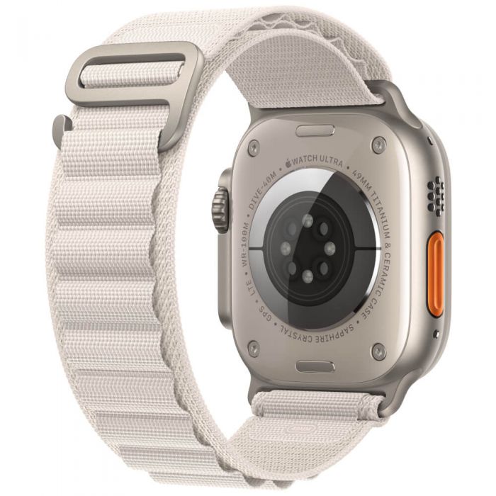 Apple Watch Ultra, GPS, Cellular, 49mm, Titanium Case, Starlight Alpine Loop, Large