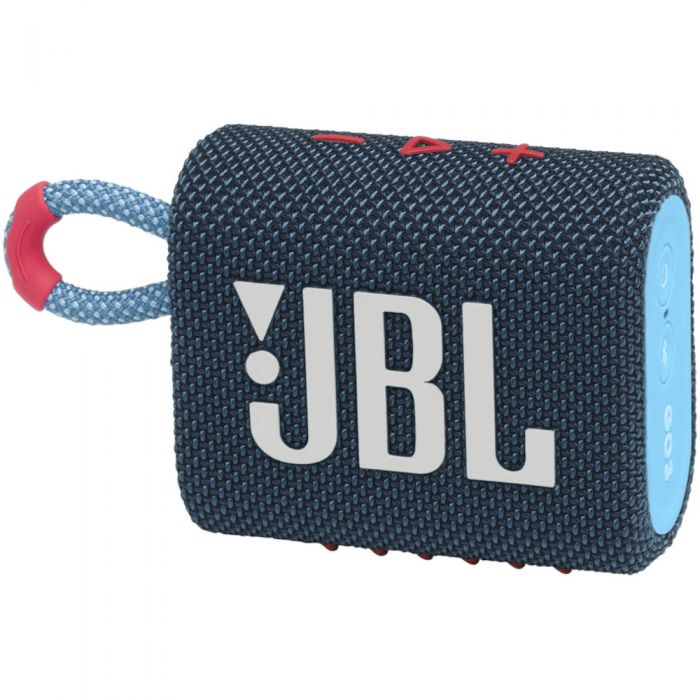 Boxa portabila JBL GO 3 Waterproof, Bluetooth, IPX67, Autonomie pana la 5 ore, Albastru-Roz