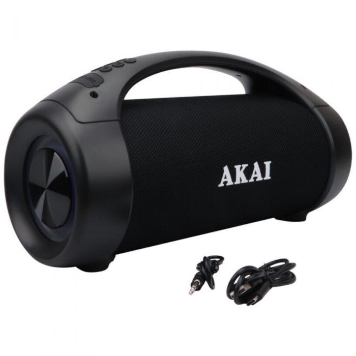 Boxa portabila activa AKAI ABTS-55, Bluetooth, Waterproof, IPX5, Lumini Difuzor, Negru