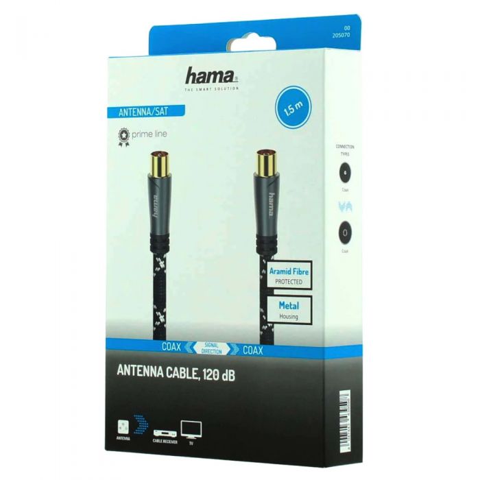 Cablu coaxial Hama 205070, 1.5m, Negru