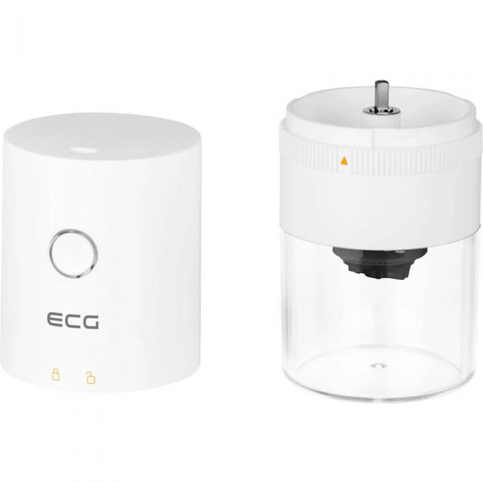Rasnita de cafea portabila ECG KM 150 Minimo, Incarcare USB, 3.7 V, 13 W, 30 g, Alb