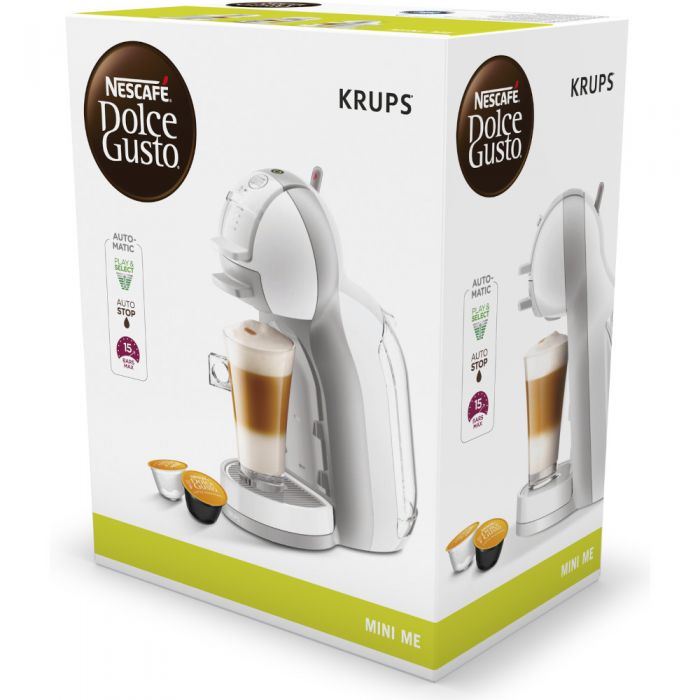 Espressor cu capsule Krups Nescafe® Dolce Gusto® Mini Me KP120131, 1500 W, 0.8 L, 15 bar, Functie Eco, Alb