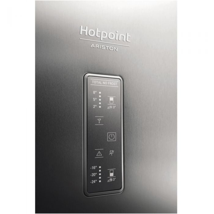 Combina frigorifica Hotpoint HA70BE72X, 444 l, Full No Frost, Fresh zone, Fast cooling, Fast freezing, H 195 cm, Argintiu, Clasa E
