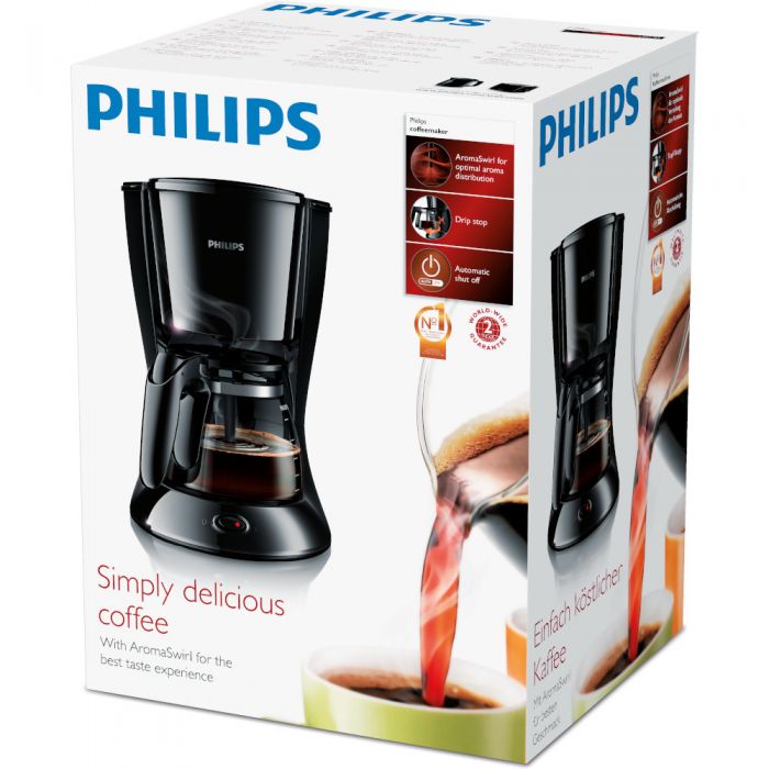 Cafetiera Philips Daily Collection HD7461/20, 1.2L, Aroma Twister, Oprire automata, Sistem anti-picurare, Negru