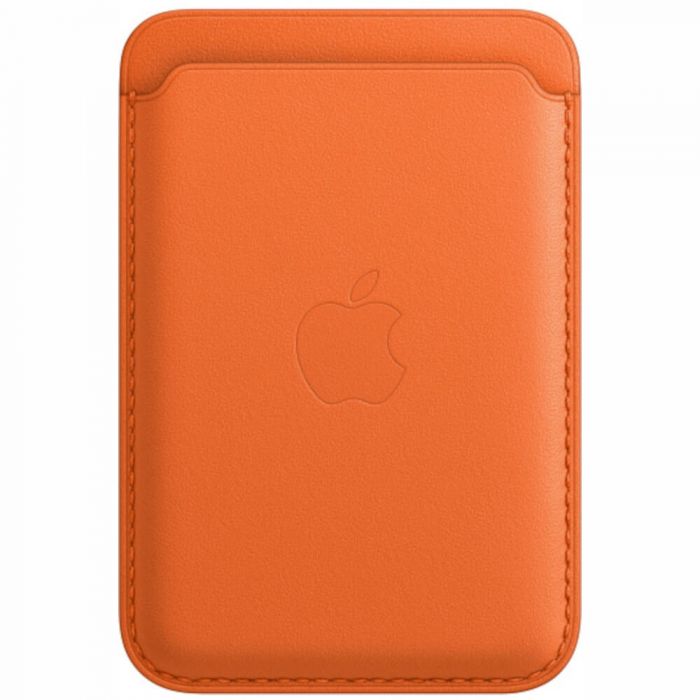 Husa de protectie Apple Leather Wallet MagSafe pentru iPhone, Orange