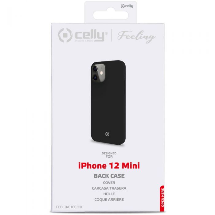 Husa de protectie Celly Feeling pentru iPhone 12 Mini, Negru