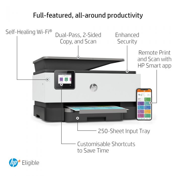 Multifunctional inkjet color HP Officejet Pro 9010E, All-in-One, Instant Ink, A4, Retea, Wi-Fi, Duplex, ADF