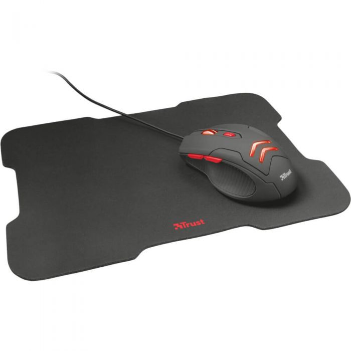 Kit mouse si mousepad gaming Trust Ziva, 3000 DPI, Negru