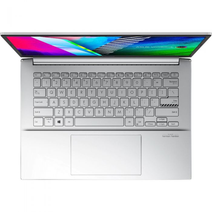 Laptop ultraportabil ASUS Vivobook Pro K3400PH, 14 inch, 2.8K, Intel Core i7-11370H, 8GB, 512GB SSD, NVIDIA GeForce GTX 1650, Windows 10 Home, Cool Silver