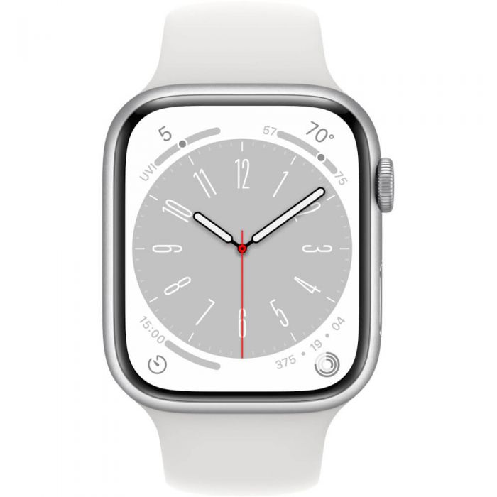 Apple Watch Series 8 GPS + Cellular, 45mm, Silver Aluminium Case, White Sport Band