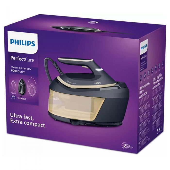 Statie de calcat Philips PerfectCare 6000 PSG6066/20, 2400 W, 1.8 L, 8 bar, Debit abur 130 g/min, Tehnologie Smart Calc Clean