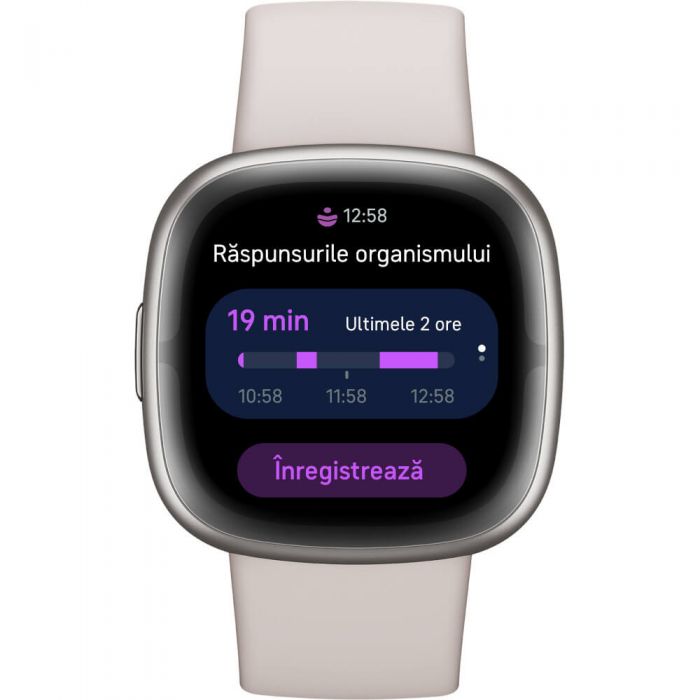Smartwatch Fitbit Sense 2, NFC, Lunar White