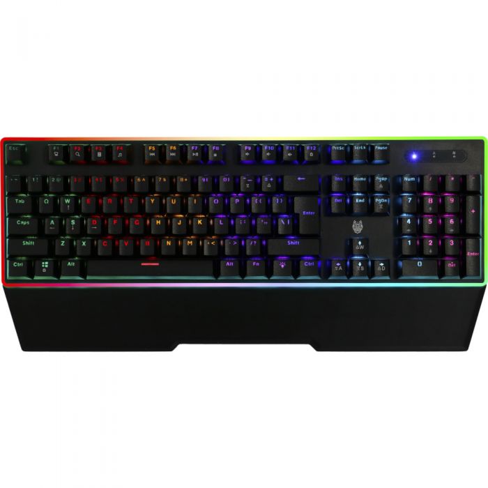 Tastatura gaming mecanica A+ Kago, Iluminare rainbow, Palm rest, Negru
