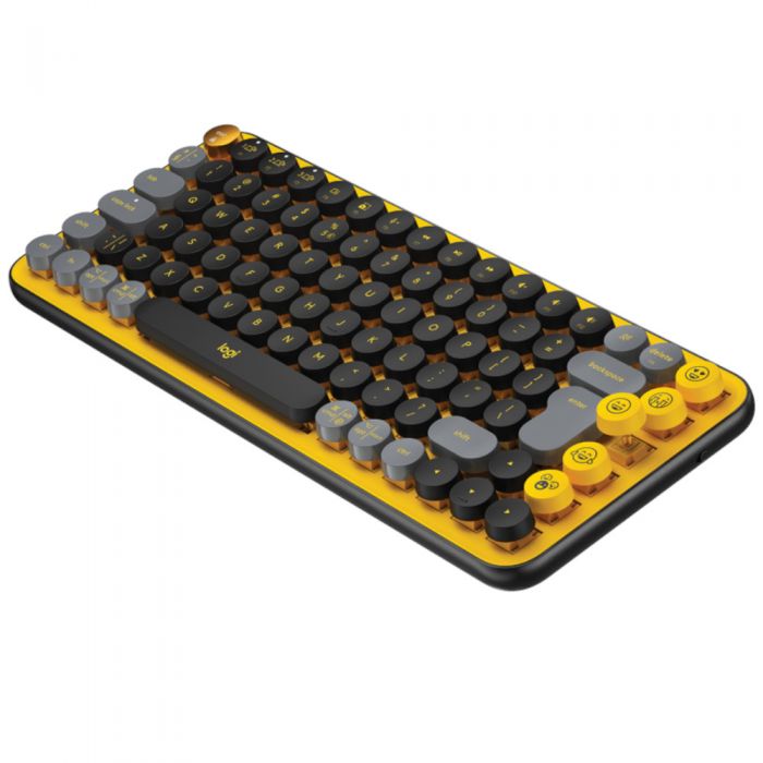 Tastatura mecanica Logitech Pop Keys Blast, Wireless, Bluetooth, Galben