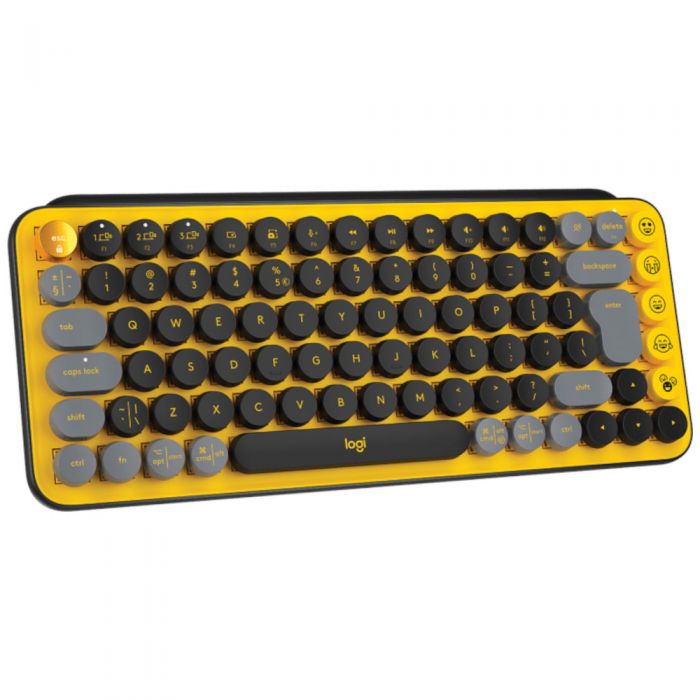 Tastatura mecanica Logitech Pop Keys Blast, Wireless, Bluetooth, Galben