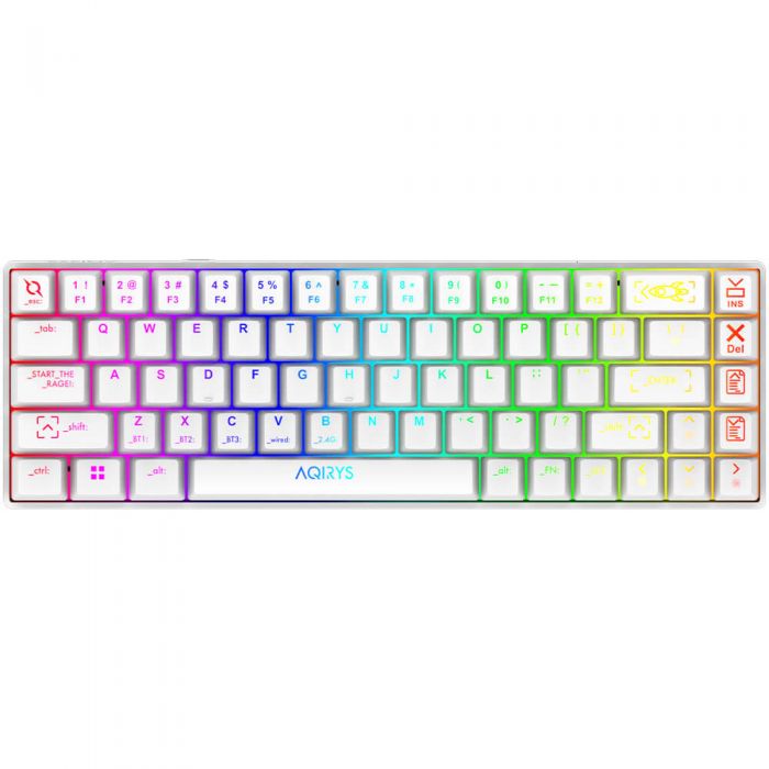 Tastatura wireless Aqirys Mira, Bluetooth, Iluminare RGB, Alb