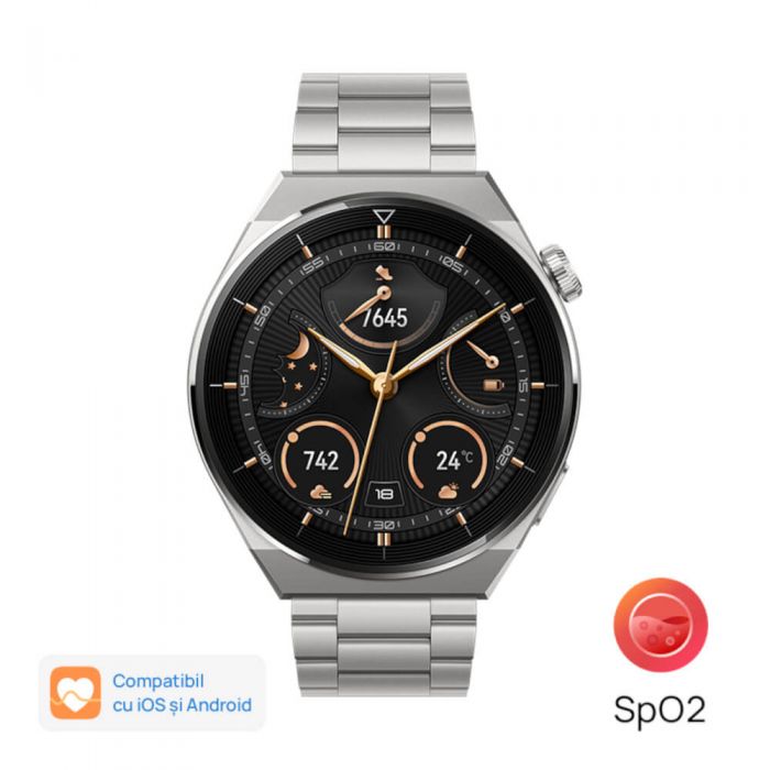 Smartwatch Huawei Watch GT 3 Pro, Titanium Case, Light Titanium Strap