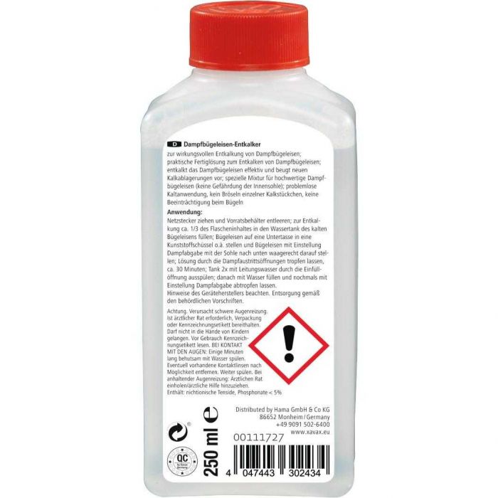 Solutie anticalcar pentru fier de calcat cu aburi Xavax 111727, 250 ml