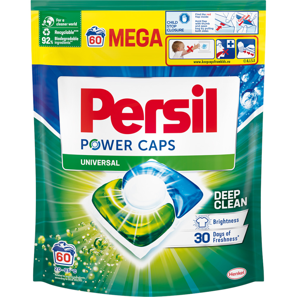 Detergent de rufe capsule Persil Power Caps Universal, 60 spalari